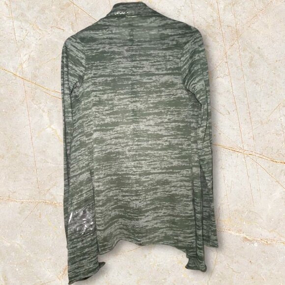 Ed Hardy Y2K Green Open Front Cardigan Lightweight Flowy Draped Hemline - Picture 2 of 7